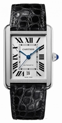 Cartier Watches : W5200027 Self Winding Automatic with Caliber Cartier 049 Stainless Steel Silver Opaline With Roman Numerals Dial Black Crocodile Leather Band Men Watch
