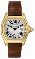 Cartier Watches : W62018Y5 Battery Operated Quartz 18k Polished Gold Silver Dial With Sword Shaped Blue Hands Dial Brown Crocodile Leather Band Women Watch