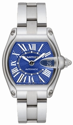 Cartier Watches : W62048V3 Calibre 3110 Automatic Polished Stainless Steel Blue Sunray With Roman Numerals With Magnified Date At 3 Dial Brushed And Polished Stainless Steel And Interchangeable Toile De Voile Band Men Watch
