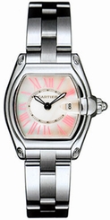 Cartier Watches : W6206006 Calibre 688 Quartz Polished Stainless Steel Pink Mother Of Pearl Dial Brushed And Polished Stainless Steel And Interchangeable White Toile De Voile Band Women Watch