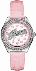 Guess Watches : W65021L1 Quartz Analog Pink Leather Strap Women Watch