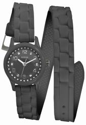 Guess Watches : W65023L2 Quartz Black Dial Stainless Steel Case With Black Leather Strap Women Watch