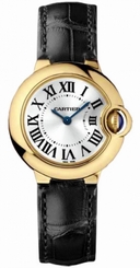 Cartier Watches : W6900156 Quartz 18kt Yellow Gold Silver Dial Crocodile Black Leather Band Women Watch