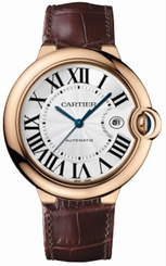 Cartier Watches : W6900651 Automatic 18kt Rose Gold Silver Dial Crocodile Brown Leather Band Men Watch