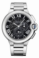 Cartier Watches : W6920025 Automatic Polished Stainless Steel Black Chronograph With Date At 9 Dial Stainless Steel Band Men Watch