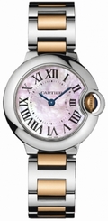 Cartier Watches : W6920034 Quartz Stainless Steel Pink Mother Of Pearl Dial Steel And Rose Gold Polished Band Women Watch