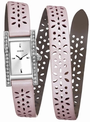 Guess Watches : W70024L2 Quartz White Dial Stainless Steel Case With Pink Leather Strap Women Watch