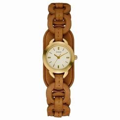 Guess Watches : W70026L1 Quartz White Dial Stainless Steel Case With Brown Leather Strap Women Watch