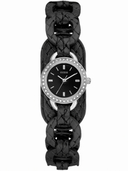 Guess Watches : W70027L2 Quartz Black Dial Stainless Steel Case With Black Leather Strap Women Watch