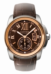 Cartier Watches : W7100051 Automatic 27 Jewels, Calibre 1904-PS MC with Approx. 48Hr Power Reserve 18kt Rose Gold And Stainless Steel - Brushed And Polished Chocolate Colored Dial Alligator Leather - Brown Band Men Watch