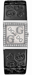 Guess Watches : W75000L3 Quartz Analog Crystal Bezel Black Leather Women Watch