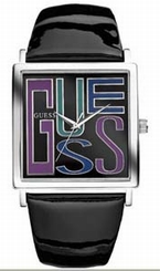 Guess Watches : W75022L1 Quartz Black Dial Stainless Steel Case With Black Leather Strap Women Watch
