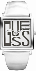 Guess Watches : W75022L2 Quartz Analog White Leather Rectangle Women Watch