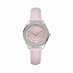 Guess Watches : W75043L2 Pink Dial Leather Women Watch