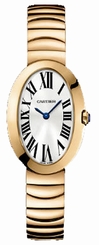 Cartier Watches : W8000005 Battery Operated Quartz 18k Polished Rose Gold Silver With Roman Numeral Hour Markers And Blue Sword Shaped Hands Dial 18k Rose Gold Band Women Watch
