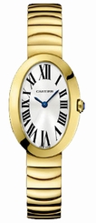 Cartier Watches : W8000008 Battery Operated Quartz 18k Polished Yellow Gold Silver With Roman Numeral Hour Markers And Blue Sword Shaped Hands Dial 18k Yellow Gold Band Women Watch