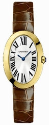 Cartier Watches : W8000009 Battery Operated Quartz 18k Polished Yellow Gold Silver With Roman Numeral Hour Markers And Blue Sword Shaped Hands Dial Brown Crocodile Leather With 18k Gold Buckle Band Women Watch