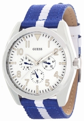 Guess Watches : W80060G3 White Dial Cloth Band Men Watch