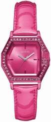 Guess Watches : W80075L1 Pink Dial Leather Band Men Watch