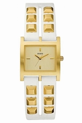 Guess Watches : W85090L1 Quartz Gold Dial Gold Tone Stainless Steel Case With Leather Strap Women Watch