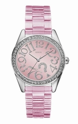 Guess Watches : W85092L2 Quartz Pink Dial Stainless Steel Case With Pink Stainless Steel Bracelet Women Watch