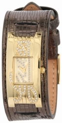 Guess Watches : W90056L1 Quartz Gold Dial Stainless Steel Case With Brown Leather Strap Women Watch