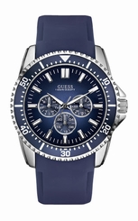 Guess Watches : W90070G2 Quartz Bluie Dial Stainless Steel Case With Blue Rubber Strap Men Watch