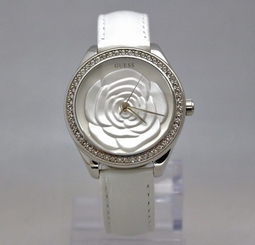 Guess Watches : W90086L1 Quartz White Rose Crystal Bezal Leather Set Women Watch