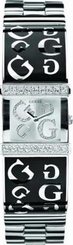 Guess Watches : W95040L2 Black Enamel Bangle Silver Dial Series Women Watch