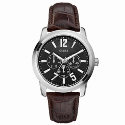 Guess Watches : W95141G1 Quartz Multifunction Dial Brown Leather Men Watch