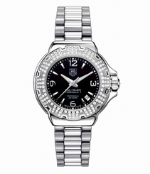 TAG Heuer Watches : WAC1214.BA0852 Quartz Black Dial Date Diamond Bezel Stainless Steel Women Watch