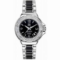 TAG Heuer Watches : WAC1214.BA0859 Quartz Polished Stainless Steel Black Dial Stainless Steel With Black Tone Ceramic Band Women Watch