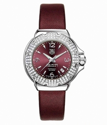 TAG Heuer Watches : WAC1219.FC6223 Quartz Maroon Dial Dial Date Diamond Bezel Maroon Satin Women Watch