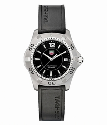 TAG Heuer Watches : WAF1110.FT8009 Quartz Black Dial Date Black Rubber Men Watch