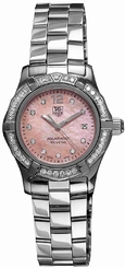 TAG Heuer Watches : WAF141B.BA0824 Quartz Pink Mother of Pearl Diamond Dial Diamond Bezel Stainless Steel Women Watch