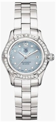 TAG Heuer Watches : WAF141J.BA0813 Quartz Polished Stainless Steel Blue Mother Of Pearl Diamond Dial Polished Stainless Steel Band Women Watch
