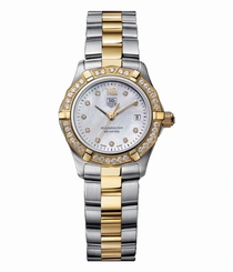 TAG Heuer Watches : WAF1450.BB0814 Quartz Diamond Date Dial Diamond Bezel Stainless Steel and 18k Gold Plated Band Women Watch