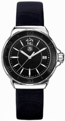 TAG Heuer Watches : WAH1210.FC6218 Quartz Black Dial Ceramic Case With Black Satin Strap Women Watch
