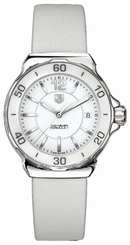 TAG Heuer Watches : WAH1211.FC6219 Quartz White Dial Ceramic Bezel With White Leather Strap Women Watch