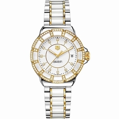 TAG Heuer Watches : WAH1221.BA0865 Quartz White Dial Gold And Ceramic Case With Gold And Stainless Steel Bracelet Women Watch