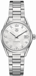 TAG Heuer Watches : WAR1314.BA0773 Quartz Mother of Pearl Diamond Dial Date Stainless Steel Women Watch