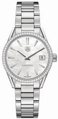 TAG Heuer Watches : WAR1315.BA0773 Quartz Mother of Pearl Dial Date Diamond Bezel Stainless Steel Women Watch
