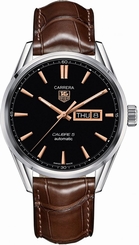 TAG Heuer Watches : WAR201C.FC6291 Black Dial Alligator Leather Band Men Watch