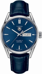 TAG Heuer Watches : WAR201E.FC6292 Automatic Calibre 5 Day Date Blue Leather Men Watch