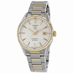 TAG Heuer Watches : WAR215B.BD0783 Automatic Calibre 5 Silver Date Stainless Steel and Gold Men Watch