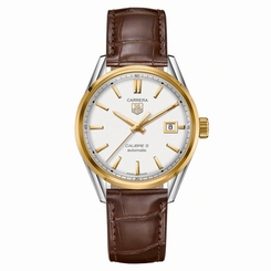 TAG Heuer Watches : WAR215B.FC6181 Automatic Calibre 5 Silver Dial Date Leather Men Watch