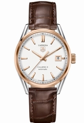 TAG Heuer Watches : WAR215D.FC6181 Automatic Calibre 5 Silver Dial Date Brown Leather Men Watch