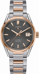 TAG Heuer Watches : WAR215E.BD0784 Automatic Calibre 5 Anthracite Black Dial Date Stainless Steel and Rose Gold Men Watch