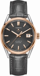 TAG Heuer Watches : WAR215E.FC6336 Automatic Calibre 5 Date 18ct Rose Gold Bezel Leather Women Watch