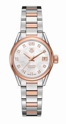 TAG Heuer Watches : WAR2452.BD0777 Automatic Mother of Pearl Diamond Dial Date 18K Rose Gold and Stainless Steel Women Watch